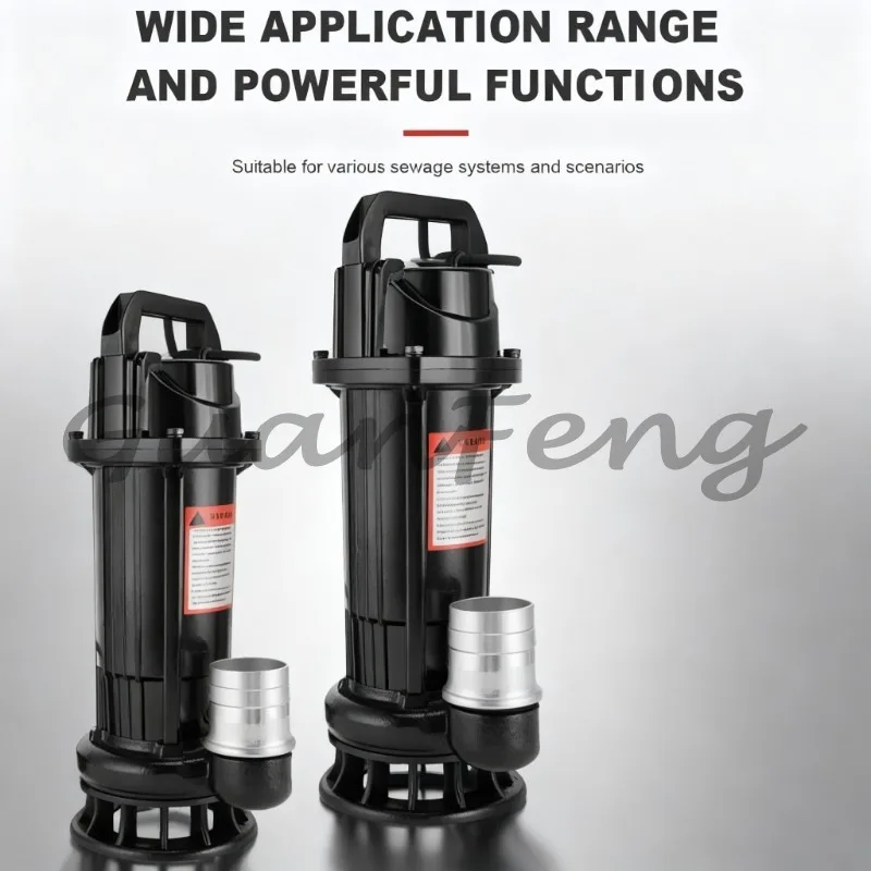 220V Cutting Submersible Sewage Pump, Small Household Feces Pumping Machine for Septic Tank Wastewater Drainage System Applicat