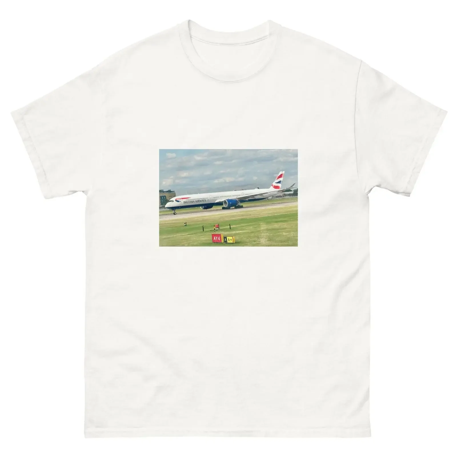 British Airways Airbus A350 Classic T Shirt Aviation Pilot LHR Airport Aeroplane Enthusiast Casual  vintage Washed Slightly