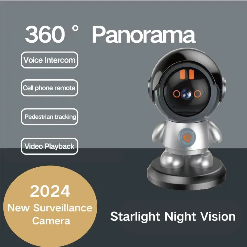 

360° Panoramic Wifi Cute Astronaut Robot Cell Phone Remote Monitoring Night Vision One Click Call Home Security ProtectionCamera