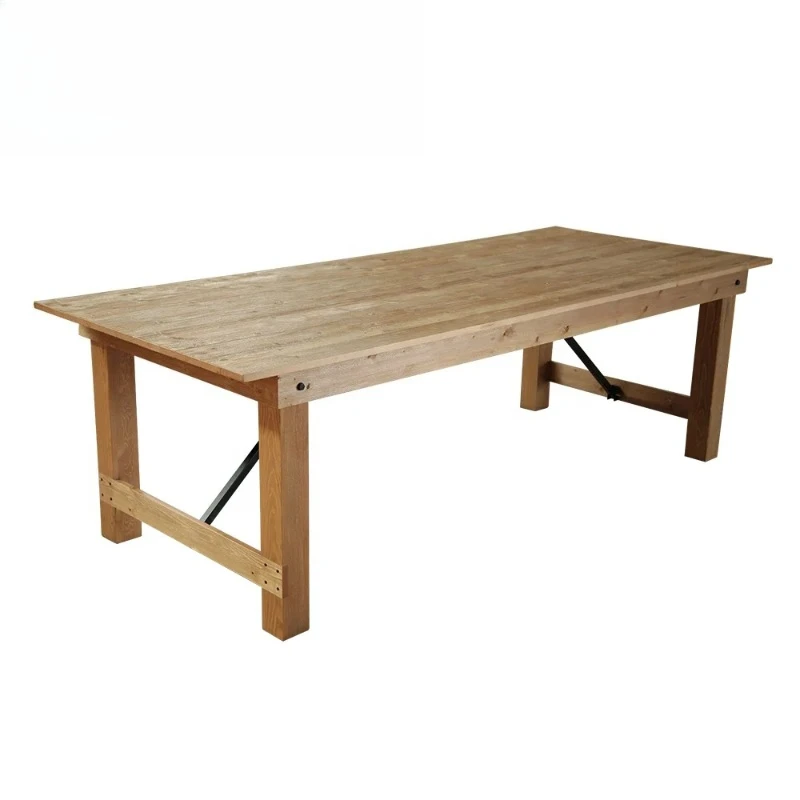 Furniture Outdoor Solid Wood Farm Dining Table Rectangle Folding Chairs and Table for Party Dining