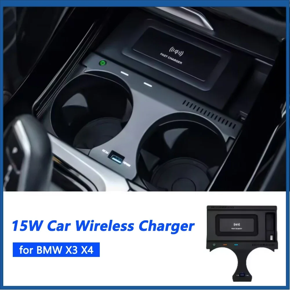 

15W wireless charger For BMW X3 X4 2018-2023 charging pad phone holder fast charge Center console accessories interior trim