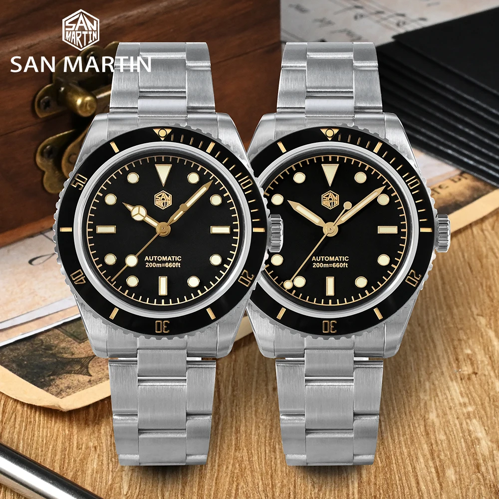 San Martin 38mm Upgrade 6200 Diving Watch PT5000 Automatic Mechanical Men Luxury Wristwatch Sapphire Waterproof 20ATM Clock