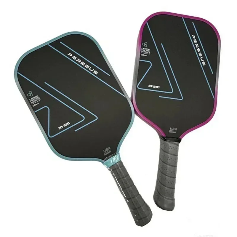 Pickleball paddle t700 fibra de carbono cabeça plana superfície áspera termoformada núcleo de favo de mel pp, núcleo thinkness 16mm, gradiente vermelho/azul