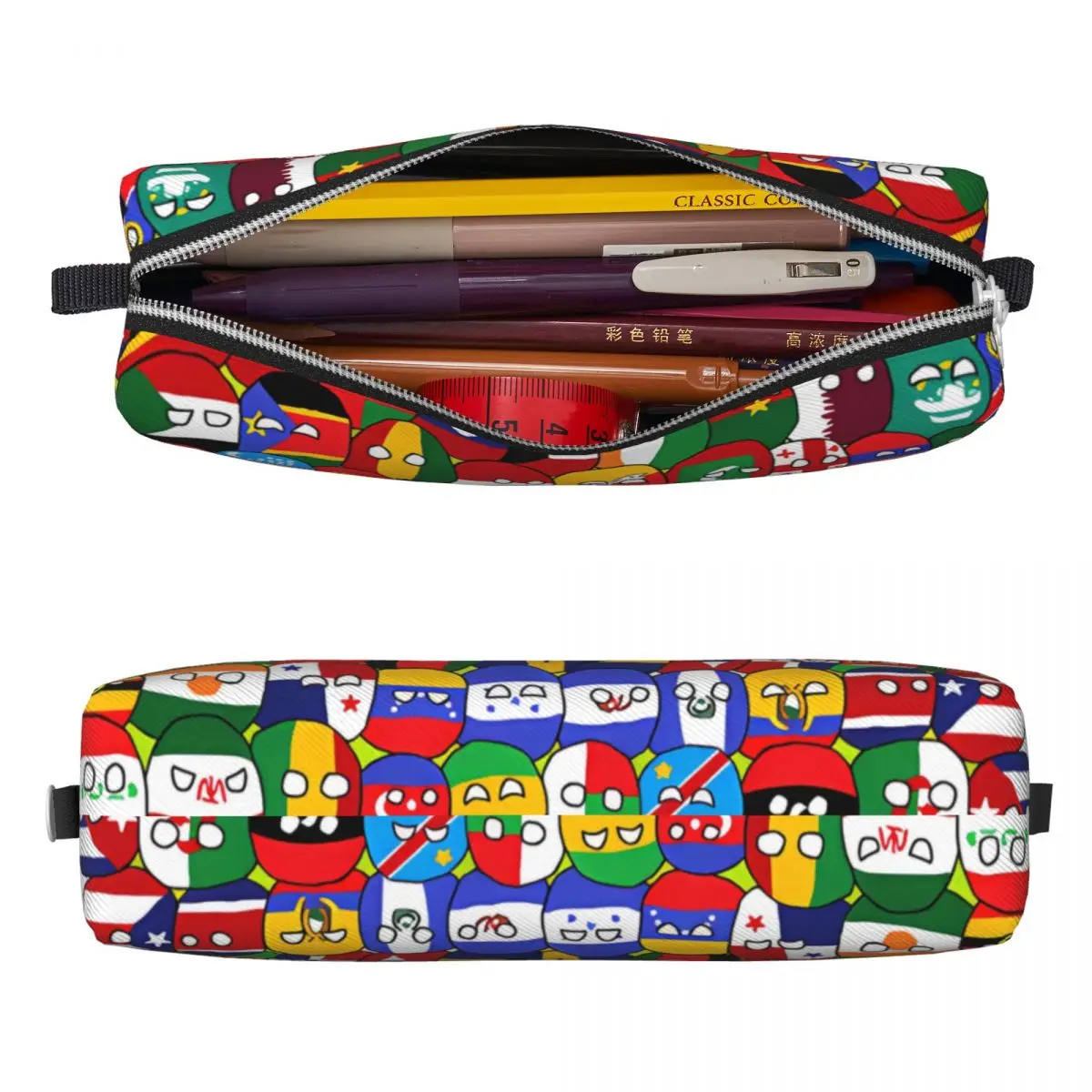 Lovely Pencil Case Fashion Countryball Pencil Pouch Ctue Cartoon School Pencil Cases Kids PU Leather Graphic School Stationery