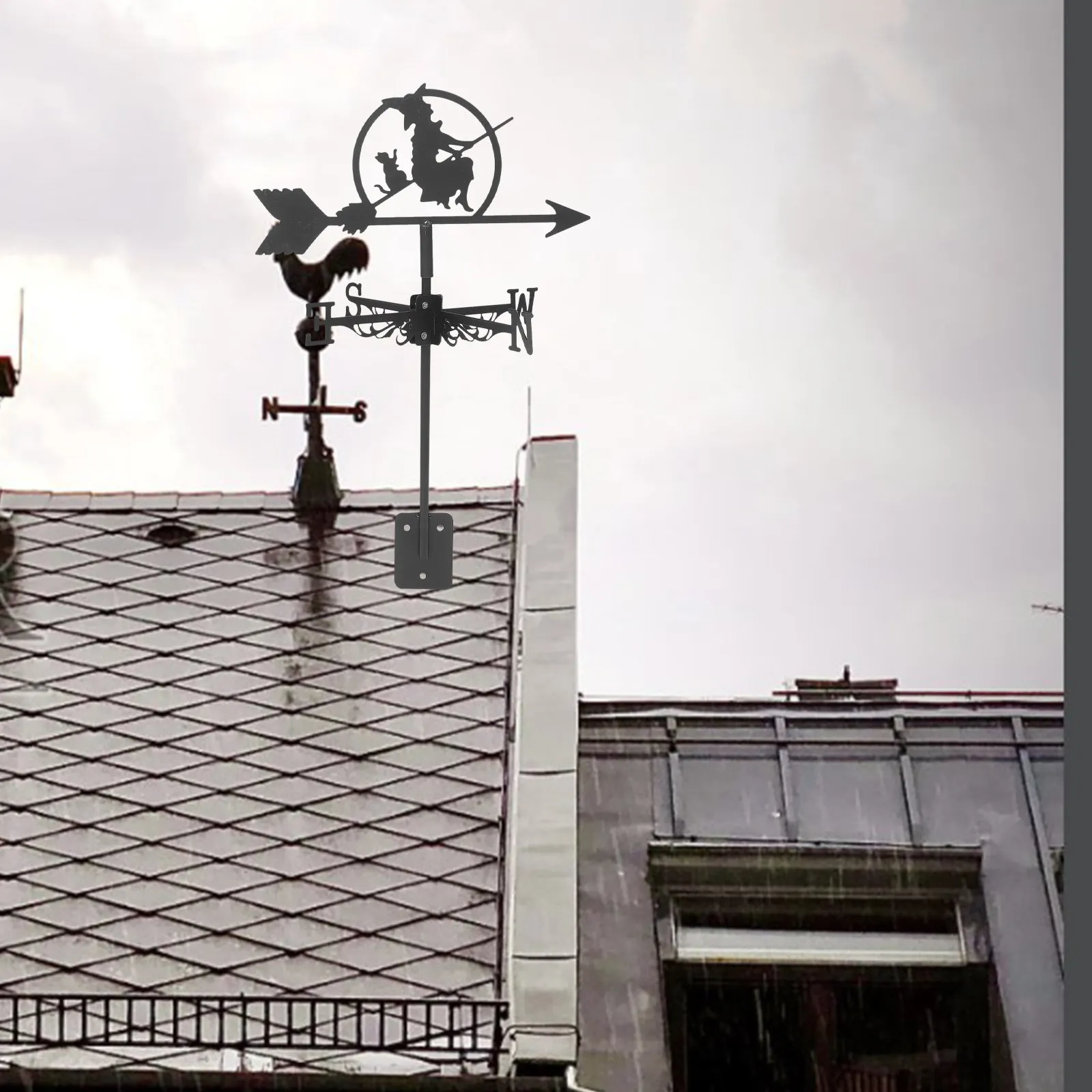 Weather Vane Roof Mount Metal Farmhouse Decoration Vanes Weathervane Vintage Iron Wind