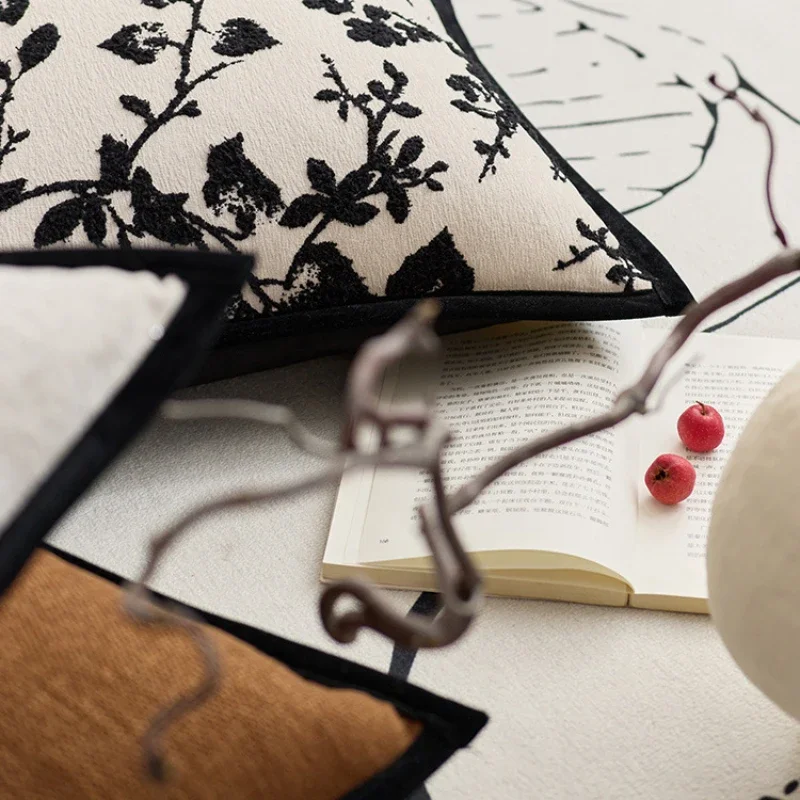 الفرنسية الرجعية الجاكار غطاء الوسادة الحديثة الفاخرة الراقية المخدة تصميم أبيض وأسود وسادة تغطي ديكور المنزل ديكور