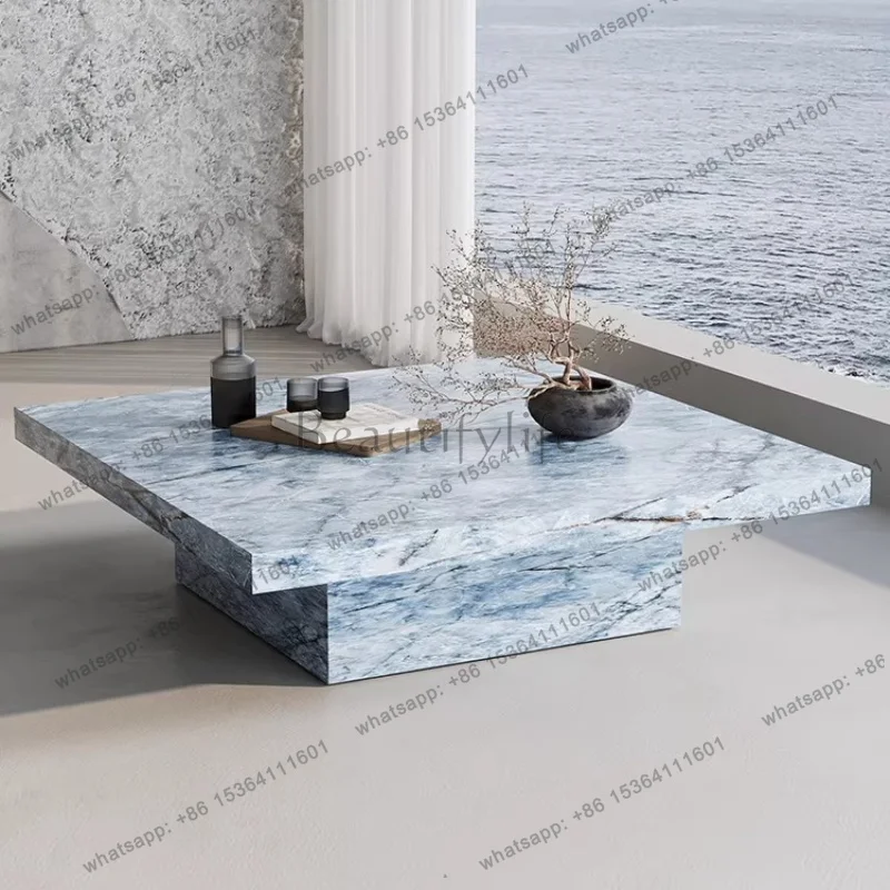 luxury coffee table Modern minimalist rock tea Pallet design square Metal painted base home accessories Italian minimalist