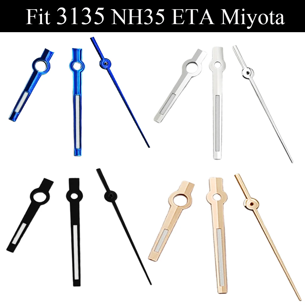 Wskazówki zegarka 3135, zielone, luminescencyjne, pasują do mechanizmów automatycznych 3135 N H36 ETA2824 2836 Miyota 8215 8205 821A Mingzhu DG2813 3804.