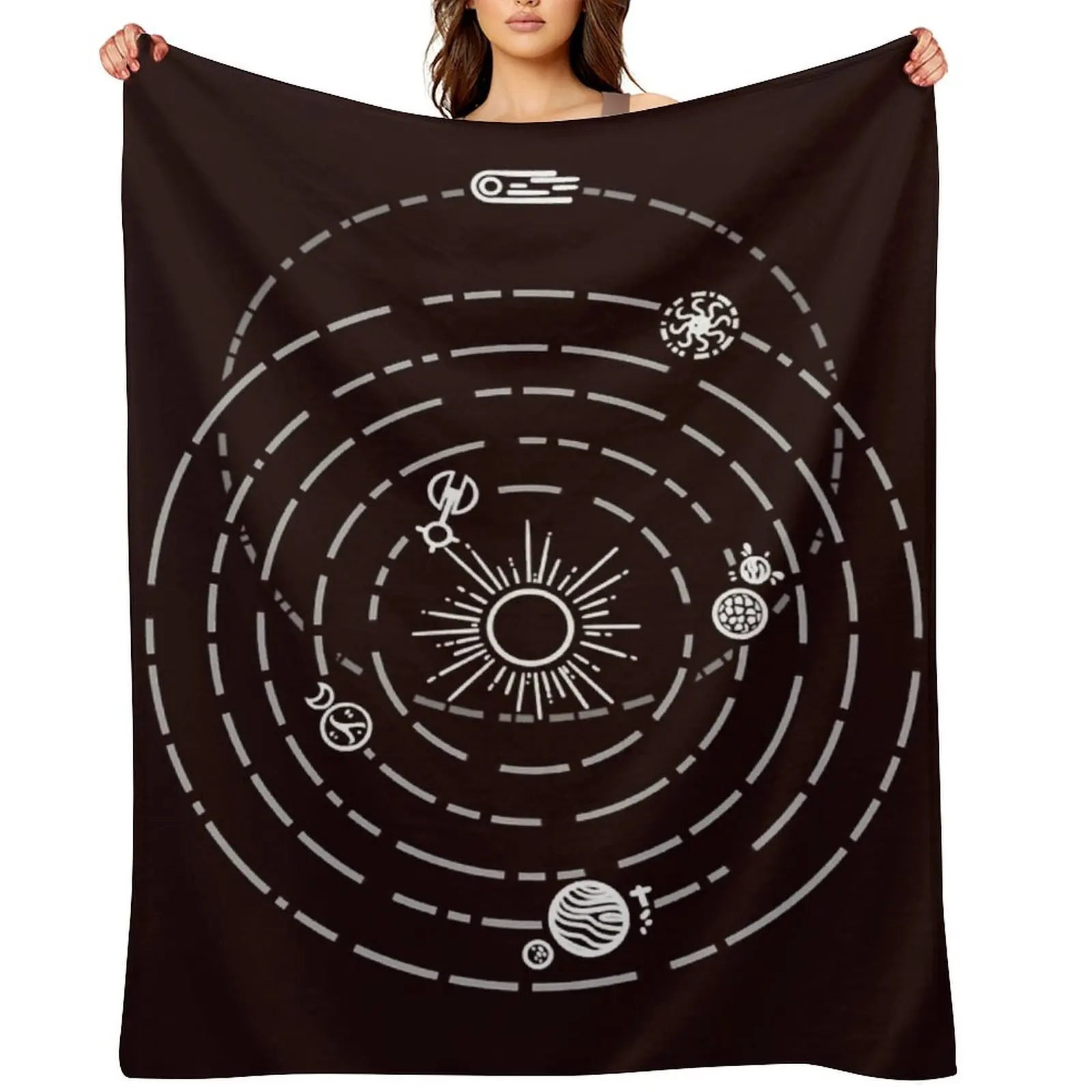 Outer Wilds Solar System Art Print [No stars] Classic T-Shirt Throw Blanket Hairy Flannel Fabric funny gift Shaggy Blankets