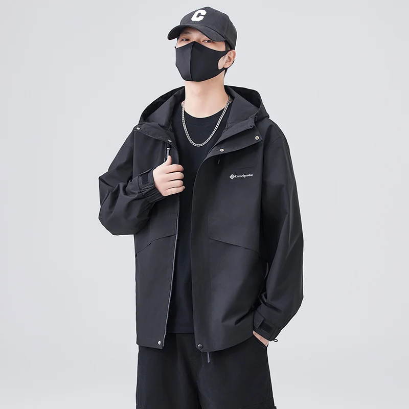 

Мужская куртка свободного кроя с капюшоном для активного отдыха и работы, весна-осень, новинка, премиум-качество, на молнии, в американском стиле