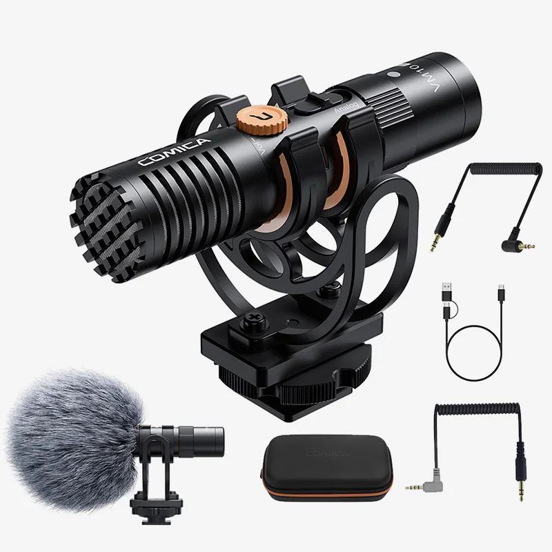 Comica VM10 PRO On-Camera Cardioid Shotgun Microphone with Shock Mount for Android iPhone DSLR Camera Gopro DJI Action 3