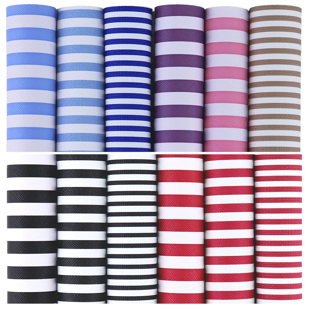 Black White Stripe Faux Synthetic PU Artificial Leather Fabric For Hair Bows Bags Earring Material DIY CN057