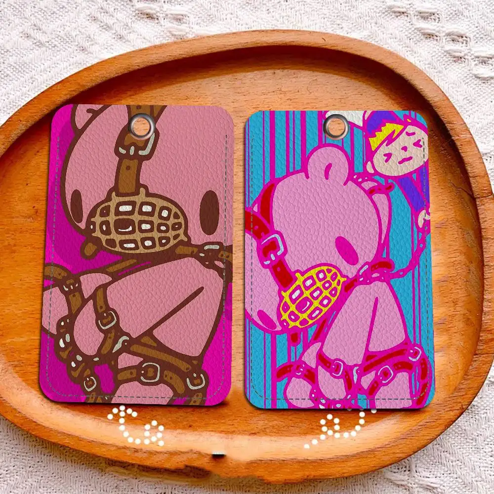 Cartoon G-Gloomy Bear Vintage PU Soft Leather Rectangular Key Card Holder Induction Elevator Protection Cover