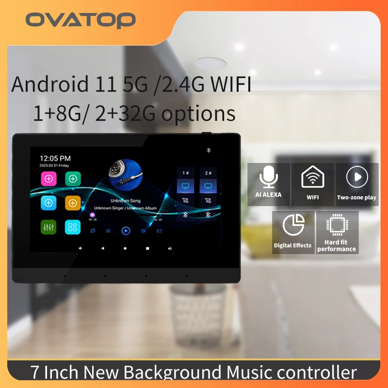 7inch Android 11 SystemSmart Home Background Music Stereo Sound WIFI Touch Screen Bluetooth Audio In Wall Amplifier