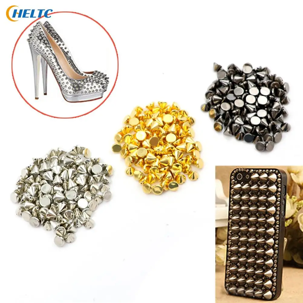100 pçs/lote diy grânulo artesanato rebitagem vestuário casamento ouro prata costurar no pico rebite pregos punk rock para sacos vestido roupas