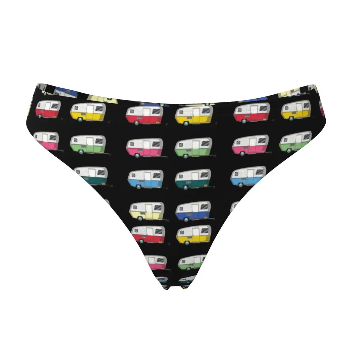 Custom Colourful Vintage Eriba Puck Caravan Daisy G-string Panties Breathable Women Stretch Thongs Comfort Underwear