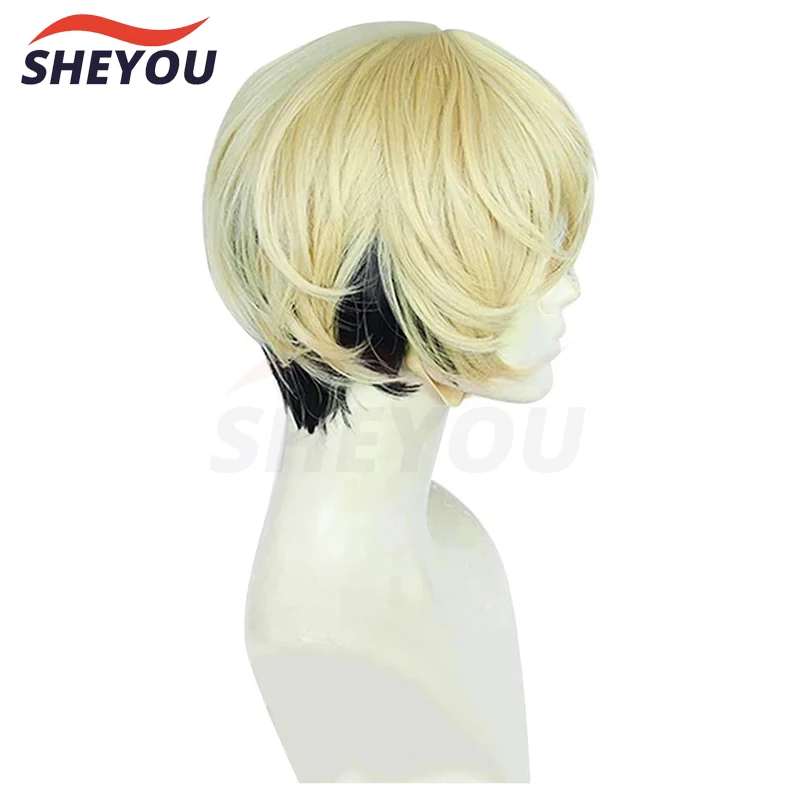 

New Anime Cosplay Matsuno Chifuyu Cosplay Wig Short Blonde Black Heat Resistant Synthetic Hair Wigs + Wig Cap