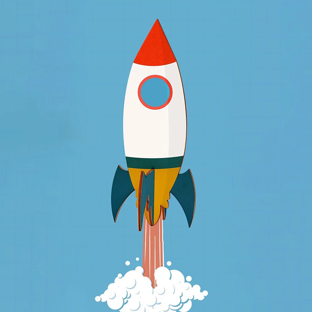 

DIY Wooden Rocket Hand-Painted Crafts 1Set Unfinished Wood Decoration Stimulates Imagination Dexterity Compact Exquisite