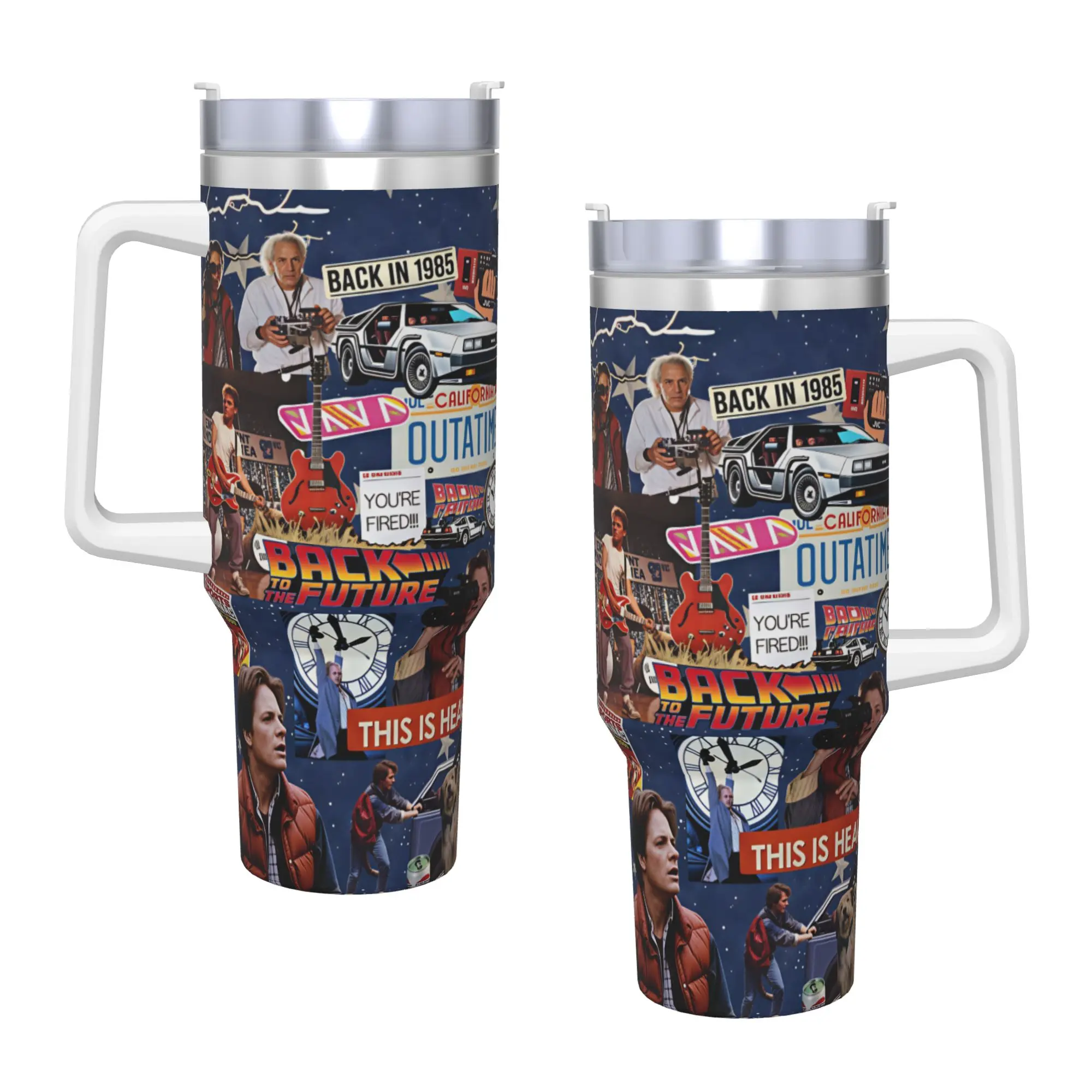 Back To The Future Tumbler  Cold and Hot Water Bottle Heat Preservation Stainless Steel Coffee Mug Printed Travelist Car Mugs