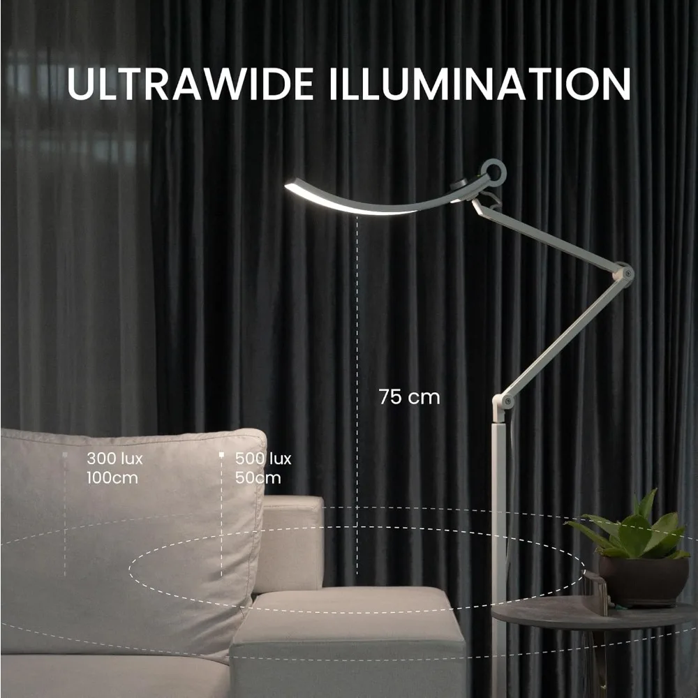 e-Reading Floor Lamp Eye-Caring for Living Room, Bedroom, Home Office Ultrawide, Bright, Dimmable with 13 Color Modes