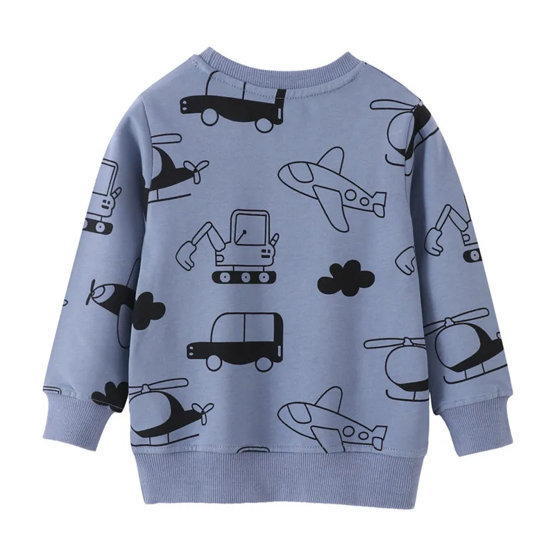 Jumping Meters New Arrival Cartoon Boys Sweatshirts Autumn Spring Children's Clothing Long Sleeve Aircraft Cars Print Shirts