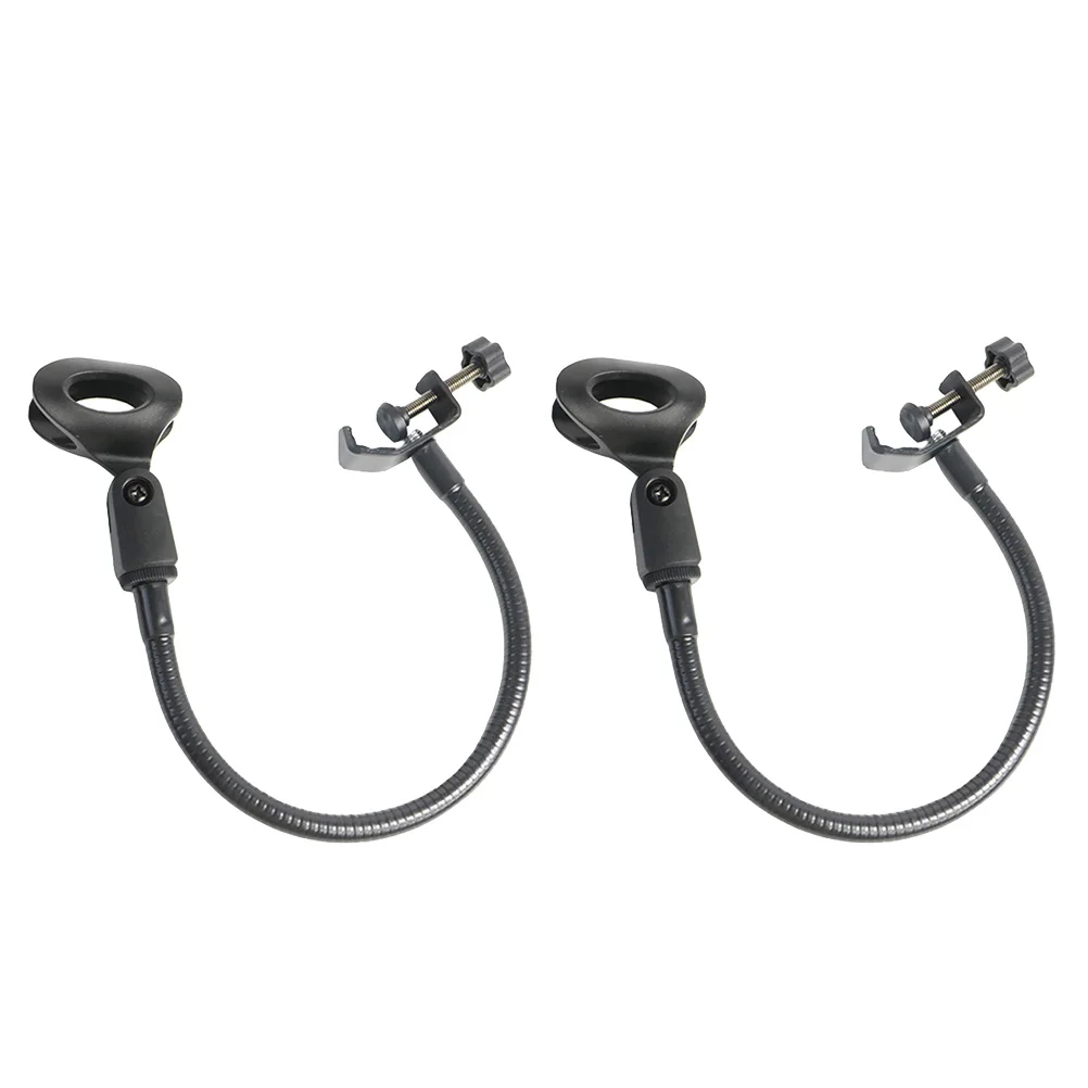

2Pcs Professional Microphone Stand Sturdy Hose Holder for Singing Online Meeting Studio Use Rotatable Mic Rack with C-Clip Black