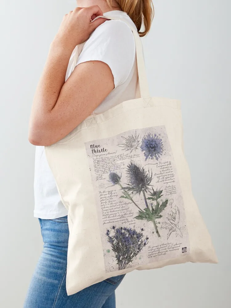 Blue Thistle Vintage Botanical Poster Tote Bag Woman shopper bag bag for beach Canvas Tote