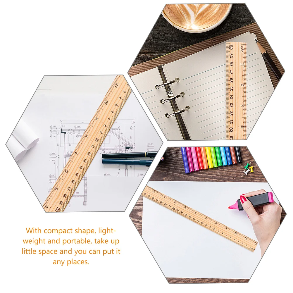 

72pcs Wooden Ruler 12 Inches Dual Scale Clear Measuring Drawing School Supplies Students Kids Artists Lightweight