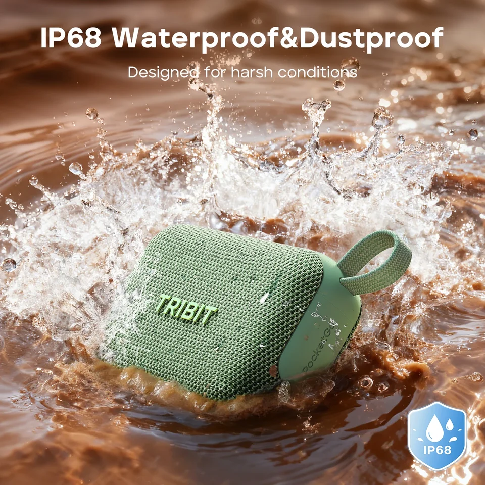 Tribit PocketGo Portable Bluetooth Speaker IP68 Waterproof BT6.0 Built-in Mic TWS APP EQ for Outdoor Pool Party Camping Travel, image 4