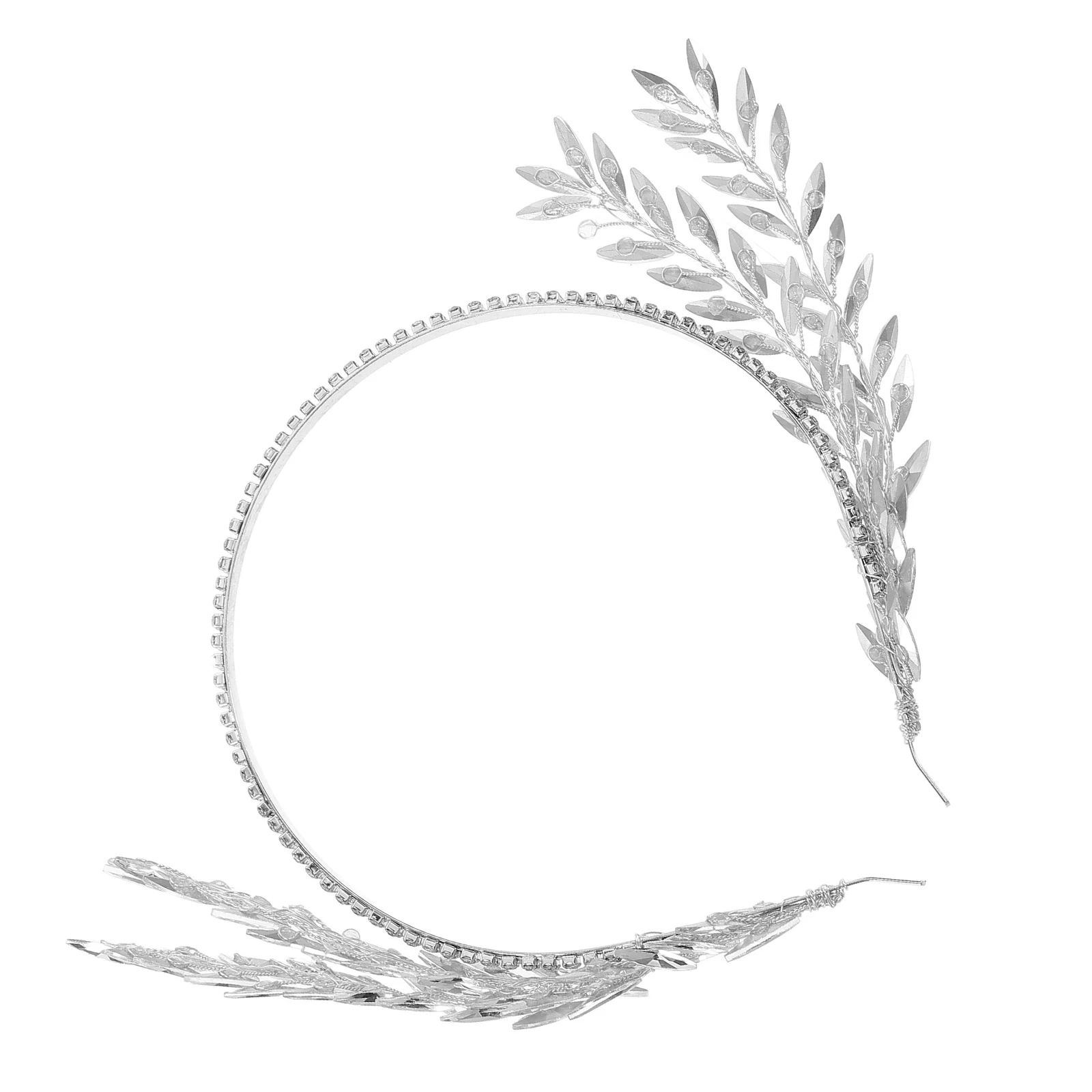 

Bridal Diamond Headband Pearl Headpiece Women Zinc Alloy Crown Wedding Hair Accessories Rhinestone Band Tiara Prom Leaf Elegant