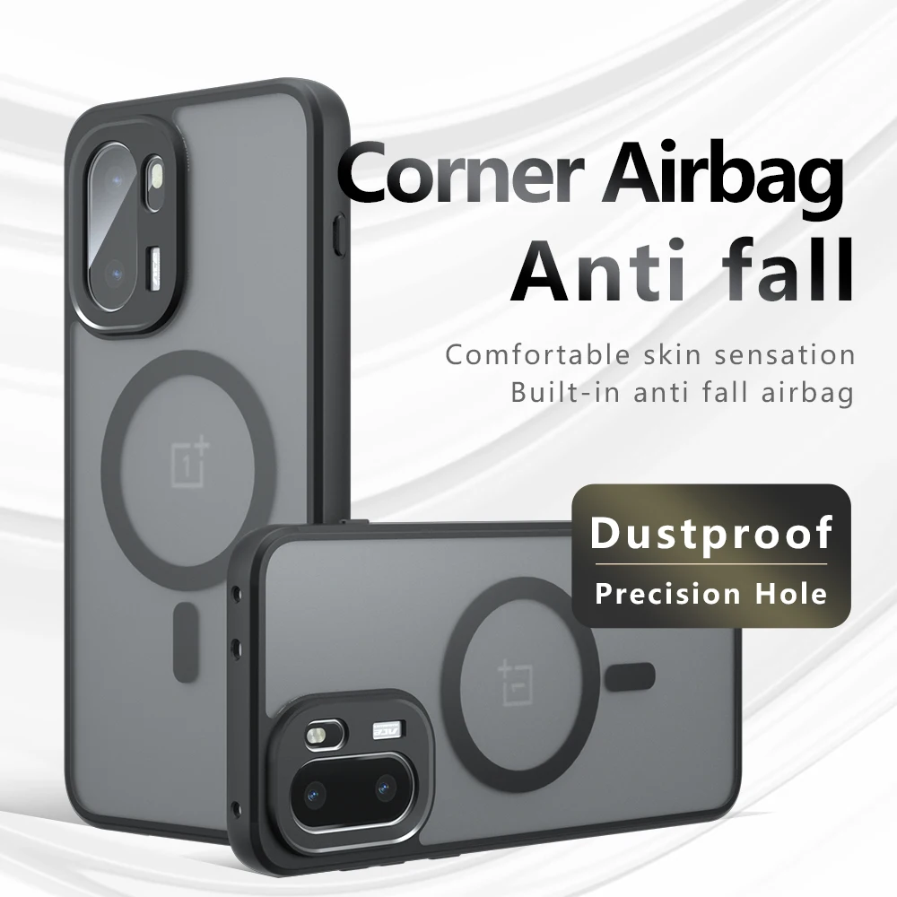 Case For OnePlus Ace 6 6T 15R 5G Magnetic Wireless Charging TPU Frame Hard Plastic Translucent Matte Shockproof Phone Back Cover