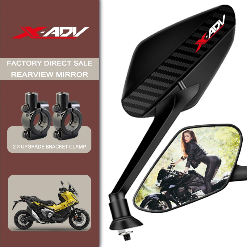 

2Pcs/Pair Anti-Glare Motorcycle Rearview Convex Mirrors Rotatable 8mm For HONDA X ADV X-ADV XADV 750 XADV750 Accessories
