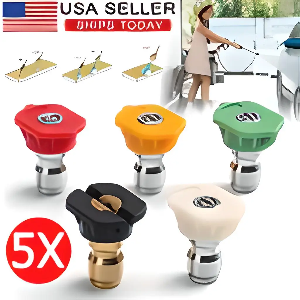 5pcs High Pressure Water Gun 14mm M22 Socket Car Wash Water Gun Car Washing Garden Cleaning Tools Five Color Fan Shaped Nozzle