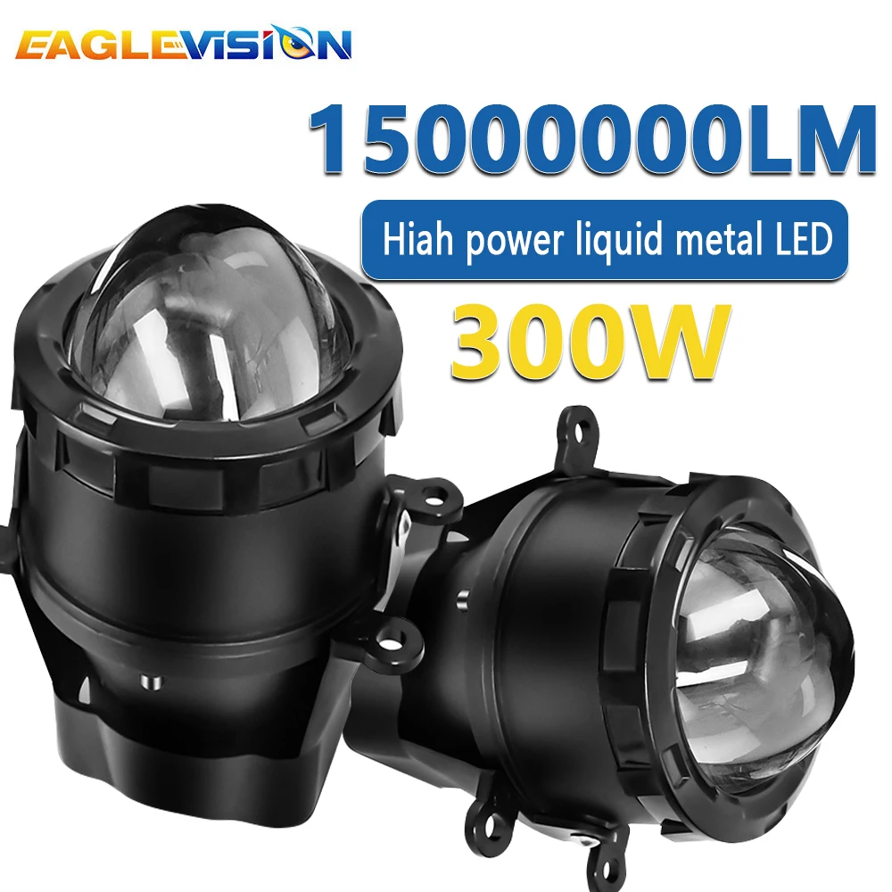 EAGLEVISION Universal Lens Double Hyperboloid LED Fog Lights 300W HID LED Projector Lens High+Low Beam Ultra Bright Fog Lamp