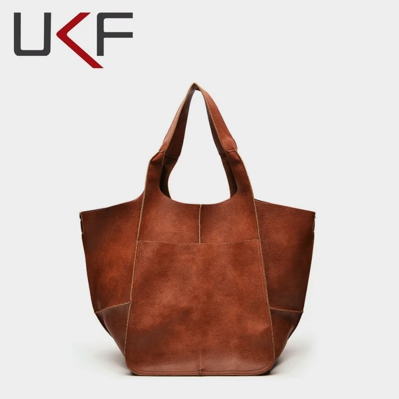 UKF Autumn/Winter Oversize Vintage Shoulder Bag Large Capacity Single Tote Handbag Luxury Trend Female Underarm Bag 2024 bolsas