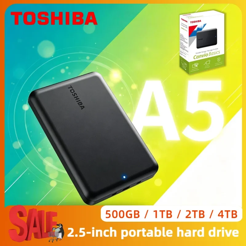 Toshiba A5 500GB 1TB 2TB 4TB USB 3.2 Gen1 Portable Hard Drive Small Black Plug Play Compatible with Mac Pro