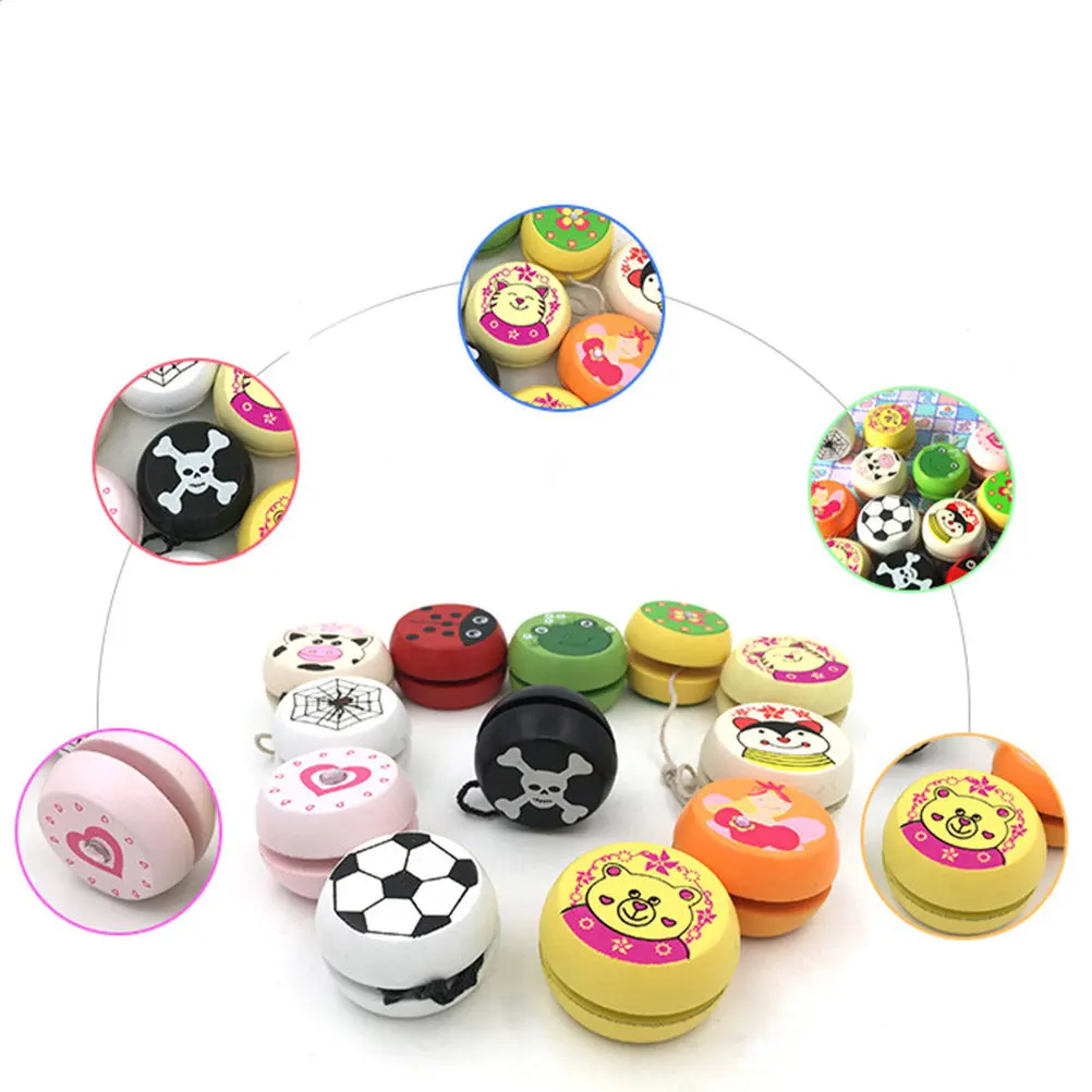 3Pcs Wooden Educational Creative Play Indoor Outdoor Fun Colorful Wrist Strength Exercise Cartoon Pattern