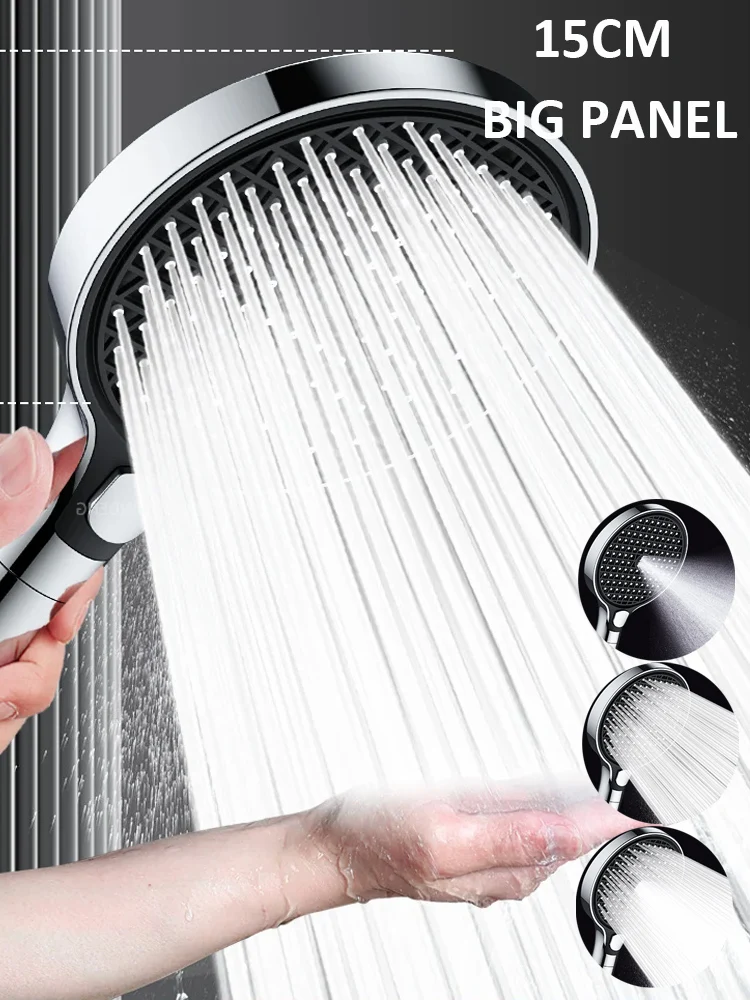 New 15cm Big Panel 3 Modes Adjustable Shower Head High Pressure Water Saving Water Massage Sprayer Faucet Bathroom Shower Head