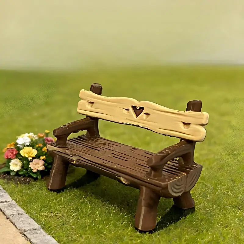 2Pcs Micro Landscape Decor DIY Craft Accessories 1/12 Miniature Bench Dollhouse Furniture Mini Park Chair Fairy Garden Ornament