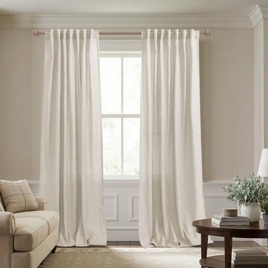 

Бежевые льняные шторы, натуральные полупрозрачные шторы из ткани Greige в деревенском стиле для гостиной, шторы в стиле фермерского дома для спальни