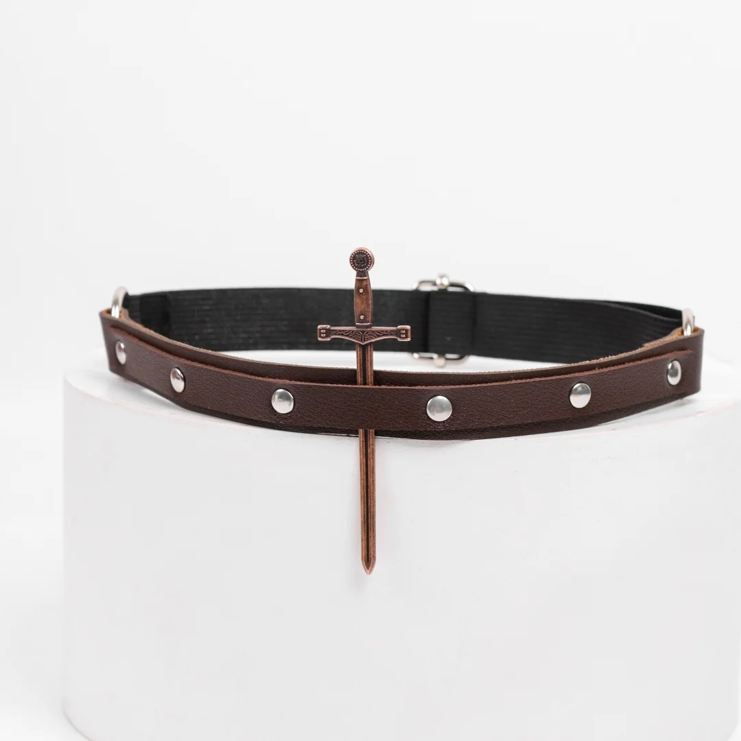 Adereços de perna medieval, 2 peças, couro pu, punk, rebite, leggings, arnês com espada de metal, cinto de adereços de halloween