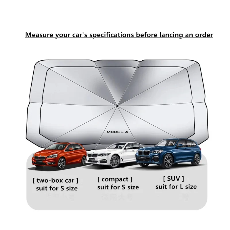 For Tesla Model Y Model 3 Model X Model S Roadster Car Windshield Sun Shade UV Ray Reflector Umbrella Auto Interior Accessories