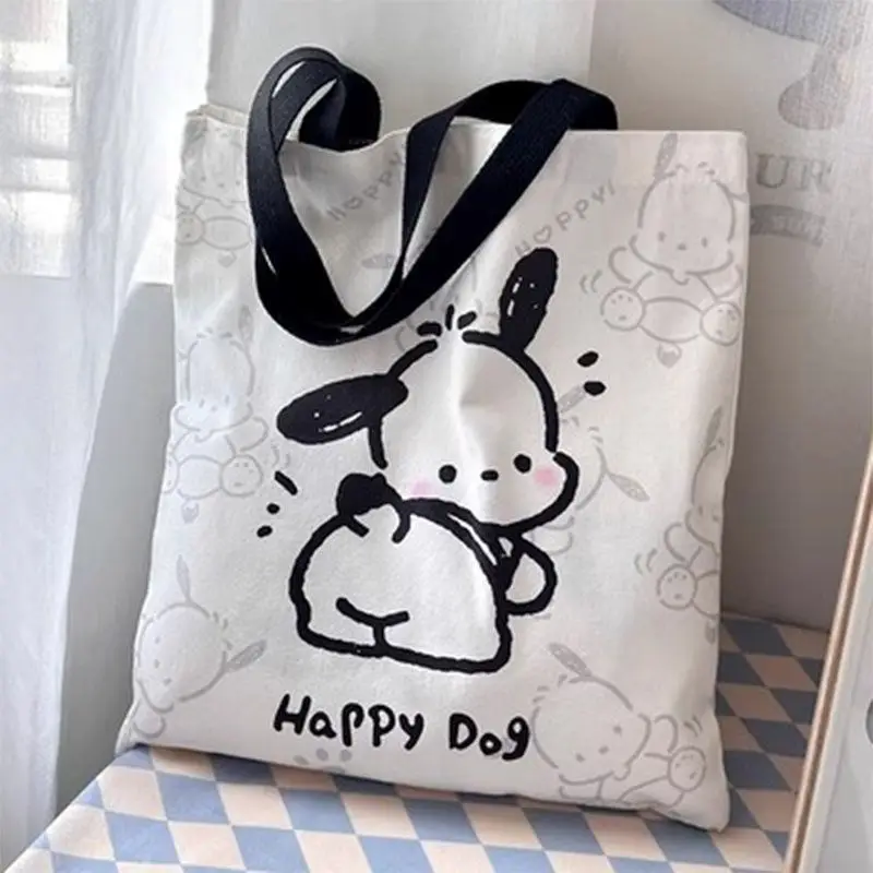 

Pochacco Canvas Handbag Kawaii Sanrio Print Toiletry Bag Anime Cartoon Large Capacity Cute Outing Storage Girl Crossbody Bag