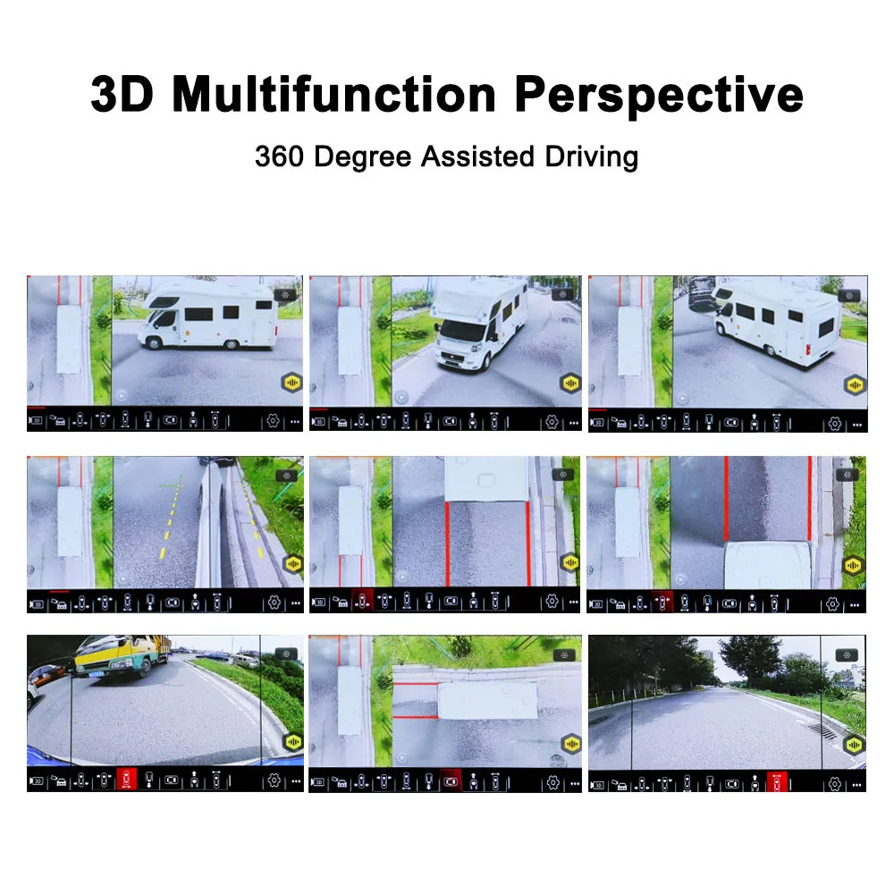 AHD 1080P 360 Degree Bird View Camera Front / Rear / Left / Right 3.5D HD Car Camera System DVR Recorder For Bus Truck 12-36V