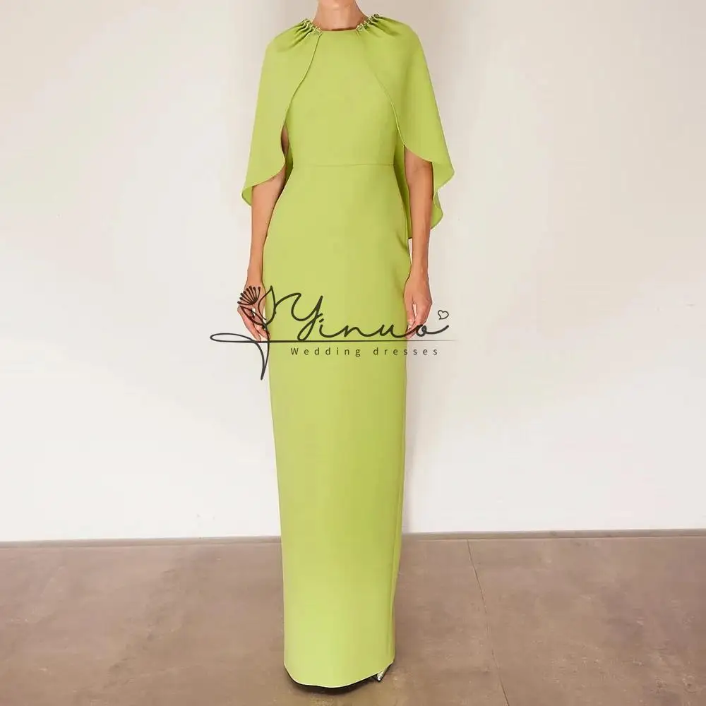 

customized Evening Dresses Ankle-length O-neck Sleeveless Prom Gown Simple Fashion Stole Casual Party Gown