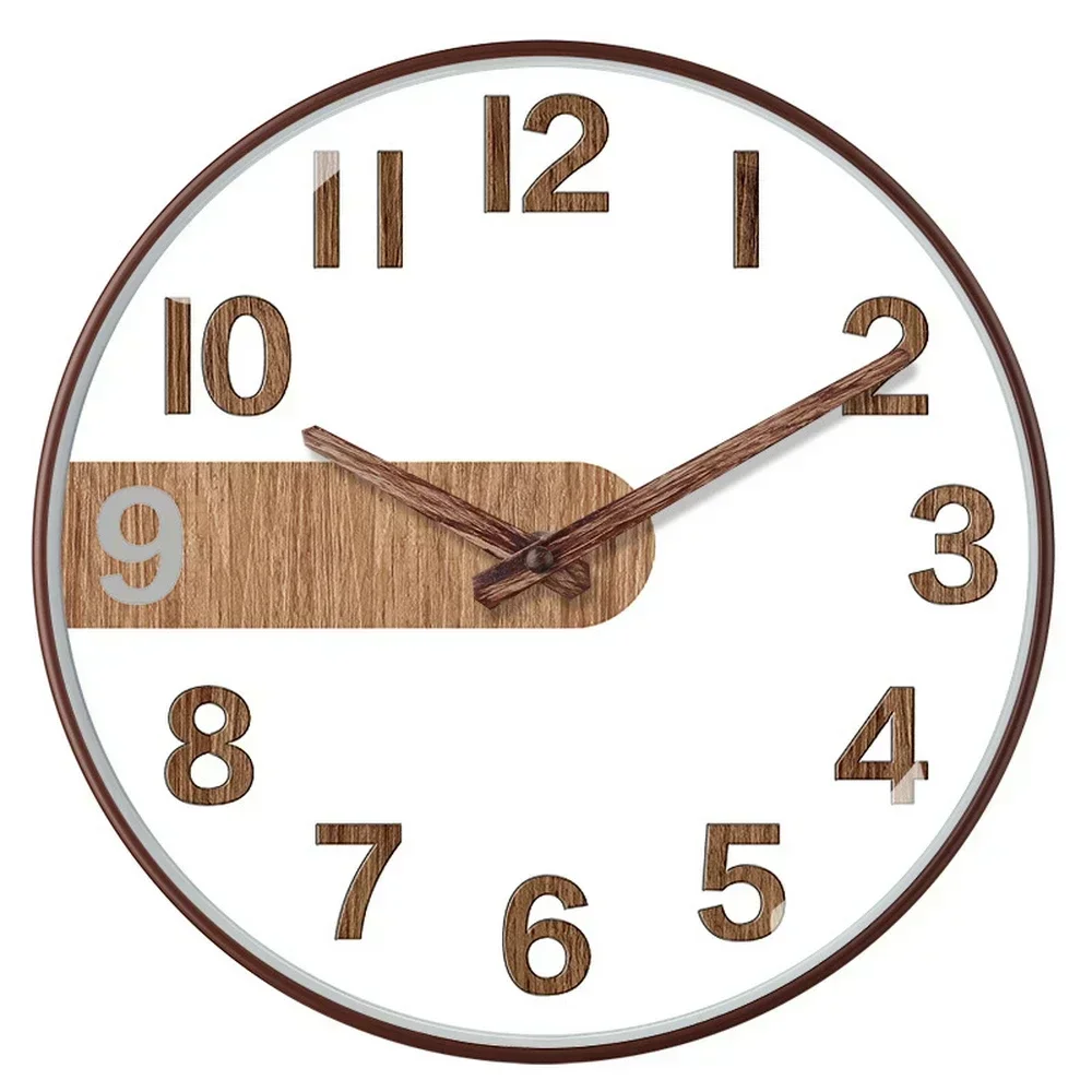 

12 Inch Silent Round Wall Clock Home Decor,Nordic Electronic Classic Wall Clock For Decorative Living Room,Unusual Mural Clock