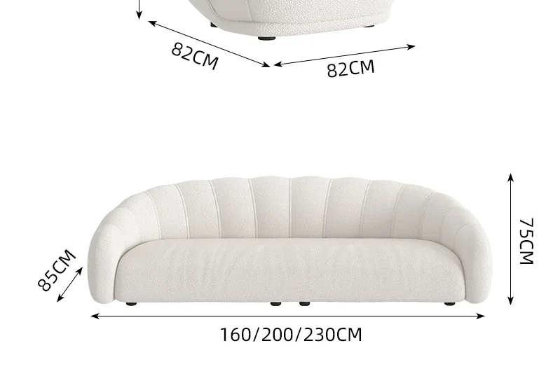 Cream wind cat claw leather arc sofa Small apartment living room reception leather special-shaped sofa new style