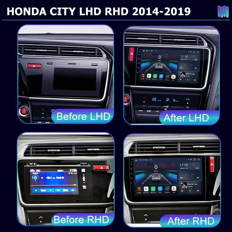 AI VOICE roadivox Android car radio for HONDA CITY LHD RHD 2014 2019 stereo GPS Navigation video Multimedia Player tape recorder