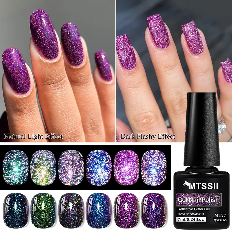 Starry Sky Reflective Glitter Nail Gel Polish Sparkling Glitter Semi Permanent Nails Art Soak Off UV Gel Varnish Nail Supplies