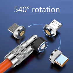 6A120W 540 Rotate Magnetic Fast Charging Cable USB To Type-C Micro-USB 1.5M Liquid Silicone Data Charger Line For Samsung iPhone
